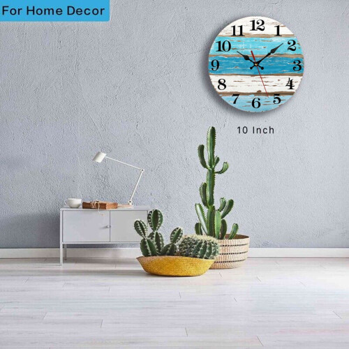 Beach Blue Wall Clock Silent Battery Operated 2