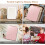 Rechargeable LED Makeup Mirror Pink Folding 3-Color Lighting 7