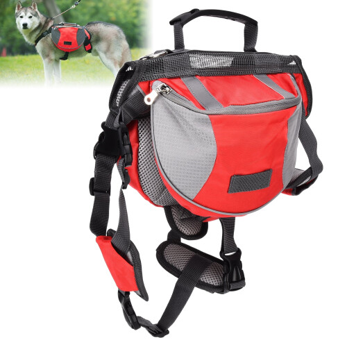 Bolsa de sela para cães com bolsos laterais e faixa refletora2 2