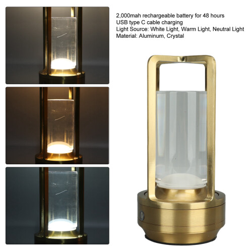 Επιτραπέζιο φωτιστικό LED Crystal Lantern Gold Ασύρματο Επαναφορτιζόμενο 1
