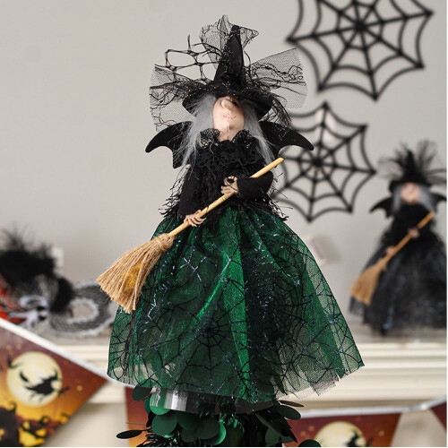 Witch Plush Doll Decoration 2 pcs Black Green 1