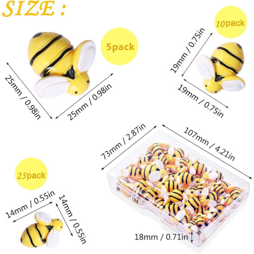 Bee Decor Resin Bumble Bee Embellishments 40 pcs 2