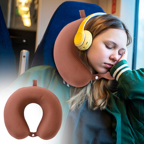 U-shaped memory foam travel pillow with cooling ice silk
