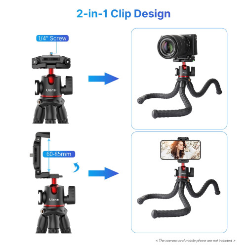 MT-33 Flexible Octopus Tripod with Ball Head and Cold Shoe 2