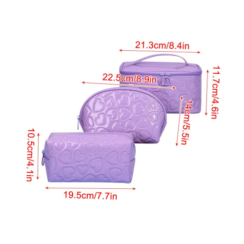 Sminkväska i läder, 3-pack, reseväska 2
