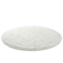 Fluffy Round Rug Creamy-White 60in