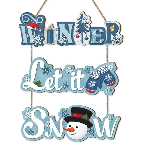Christmas wall decoration blue snowflake snowman