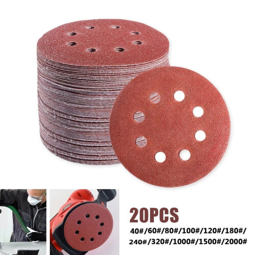 Sandpaper Discs 125mm 8-Hole Hook-and-Loop 20 pcs 2