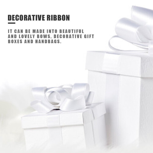 Silk Satin Ribbon 25 Yards per Roll 5 cm Width White 2