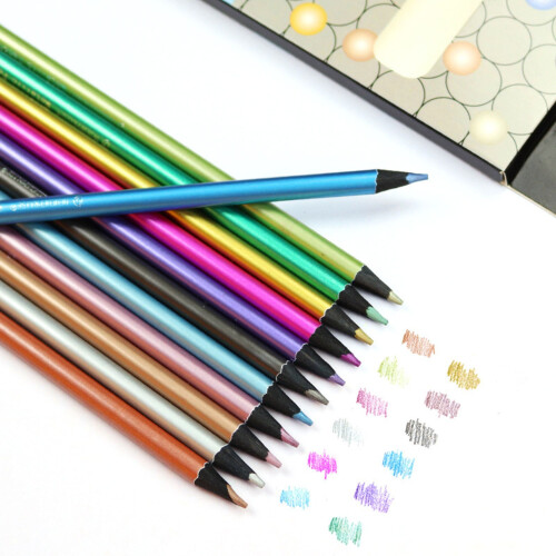 Metallic Colored Pencils Soft Core 12 Colors