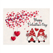 Valentine's Day linen placemat digital print 4 pcs