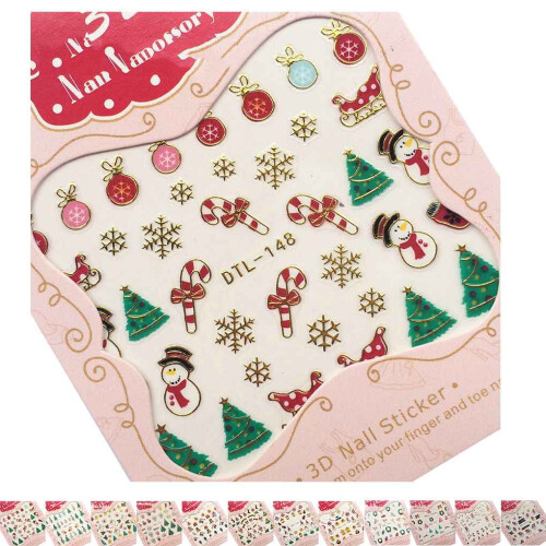 Weihnachtsnagelsticker, 3D-Golddesign, 24 Stück 2