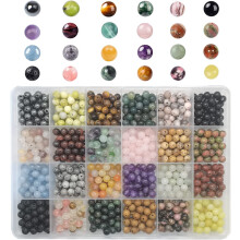 Natural Round Stone Beads 960 pcs 6mm 24 colors