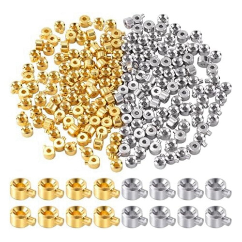 Crimp Beads for Jewelry Making Gold Silver 80 pcs