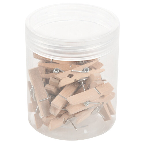 Chinchetas con clips de madera, 60 unidades, color natural. 2