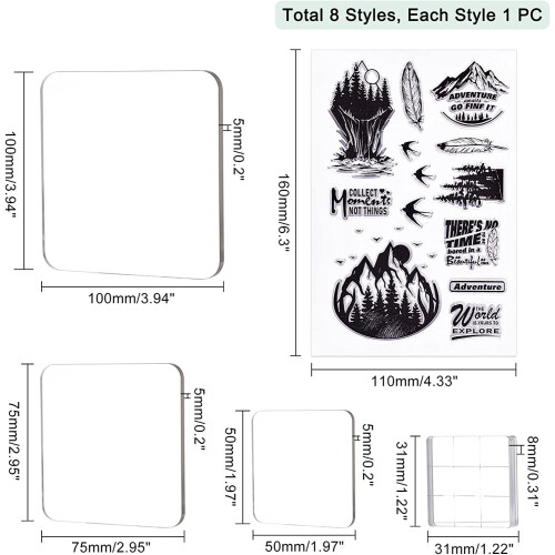 Clear Silicone Stamp Set with Acrylic Blocks for Card Making 1