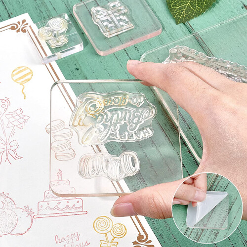 Clear Silicone Stamp Set with Acrylic Blocks for Card Making 2
