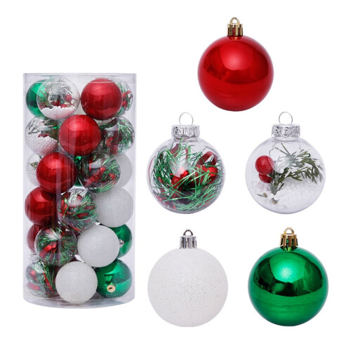 Globuri de Crăciun suspendate, ornament din plastic, 30 buc. 1