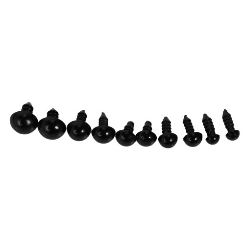 Plast dockögon 6-12 mm 200 st med brickor 2
