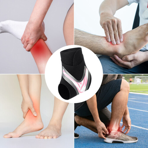 Ankle Brace Breathable Adjustable Support Pink M 1