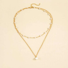 Minimalist Layered Pearl Pendant Necklace for Women