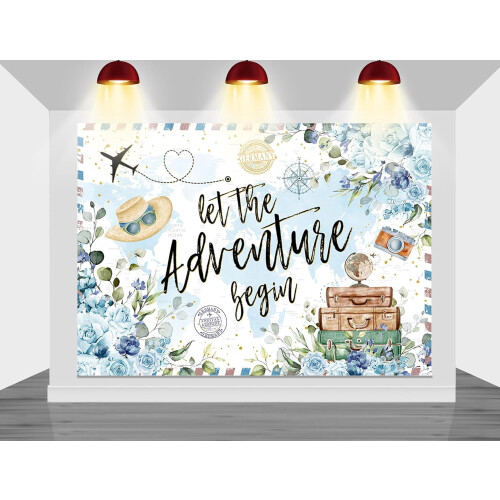 Adventure Awaits Backdrop Dusty Blue 10x12 ft 1