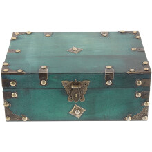 Vintage wooden jewelry storage box with lock