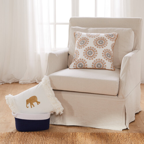 Pernă decorativă Levtex Home Nacala, elefant, bronz alb 1