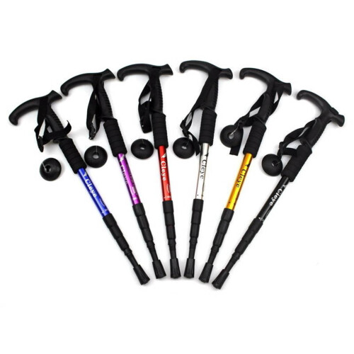 Baston telescopic de drumeție cu mâner căptușit, argintiu 1