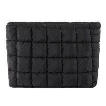 Quilted cosmetic bag for women black travel pouch