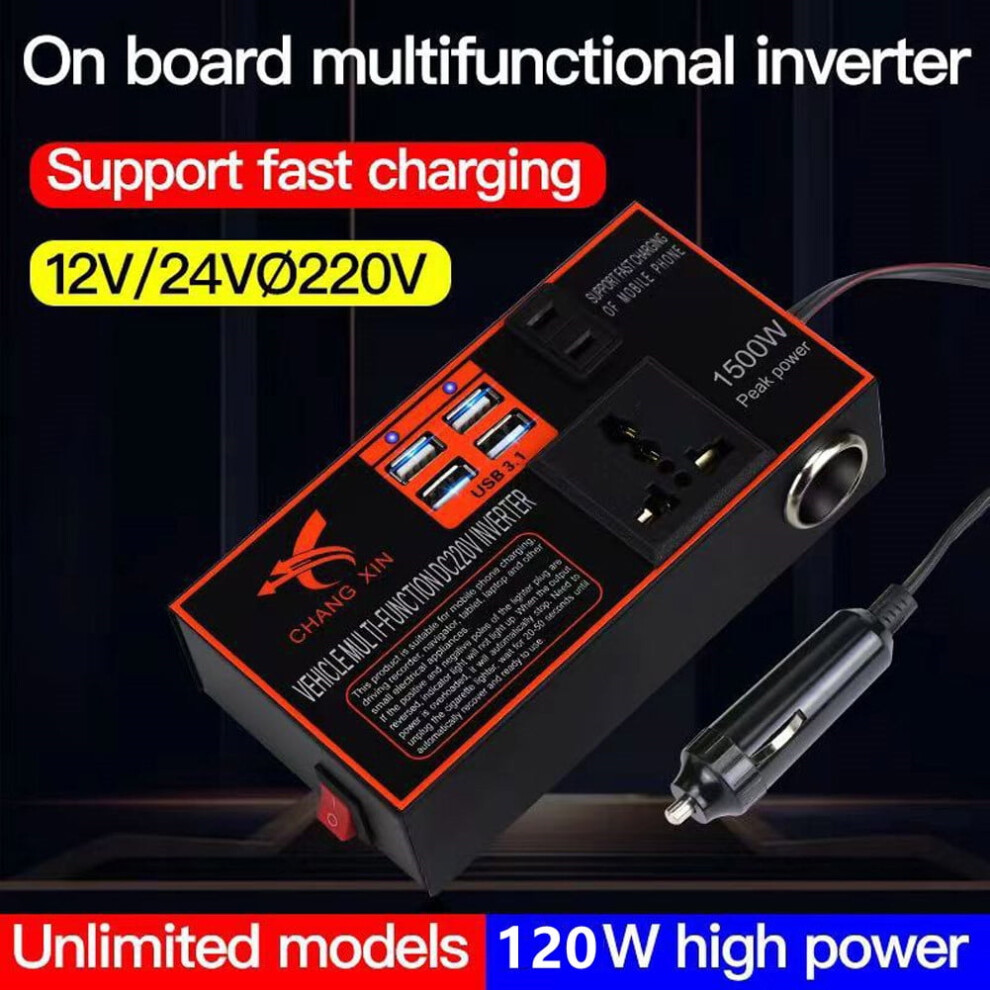 Glfsil Power Inverter 12V/24V To 110V/220V 1500W 9314556523861