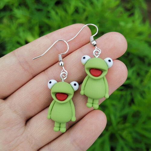 Frog Animal Earrings for Women Statement Design 1 Pair 1