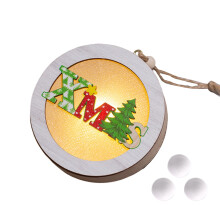 Christmas Baubles Wooden Light-Up Hanging Decor 3pcs