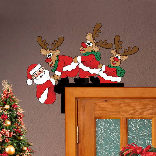 Kerstman houten deurhoeksticker kerstdecoratie 1