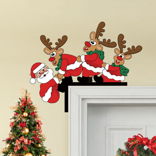 Kerstman houten deurhoeksticker kerstdecoratie 2