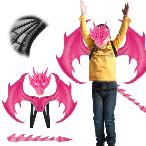 Σετ cosplay με δράκο Halloween με φτερά και ουρά για παιδιά 1