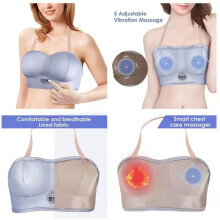 Electric Chest Massager Silver Gray with Heat and Vibration