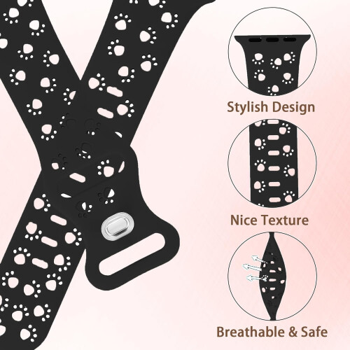 Silikon Apple Watch-reimer med hul hundepotedesign, 2-pakning 2
