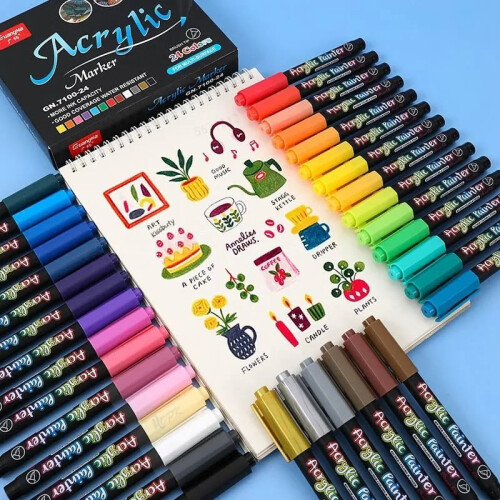 Acrylic Paint Brush Pen Soft Tip 36 Colors 2