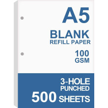 A5 filler paper 100gsm blank white 500 sheets 5.8 x 8.2 inch