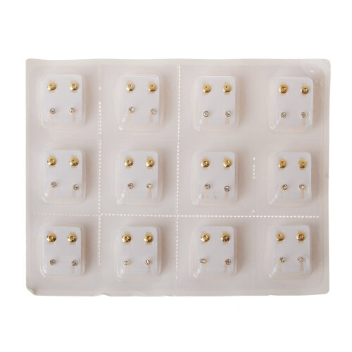 Silver Stainless Steel Ear Piercing Studs 3mm and 5mm Clear