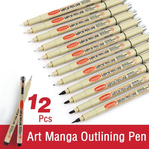 Manga Outlining Pen Set Pigment Liner 9 st 1