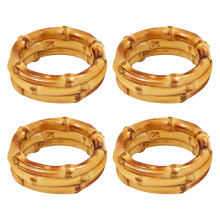 Bamboo Napkin Rings Handmade Rattan Set of 4