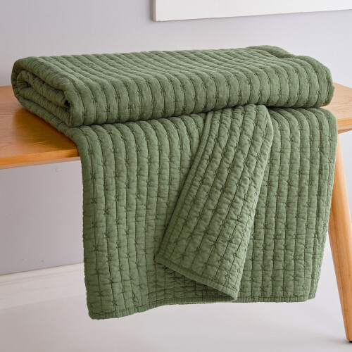 Levtex Home πράσινο καπιτονέ ριχτάρι βαμβάκι 50x60 ίντσες 2