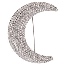 Moon brooch pin with rhinestones for women 1 piece