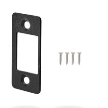 Deadbolt Strike Plate Large Hole Narrow Edge 1 Piece Black