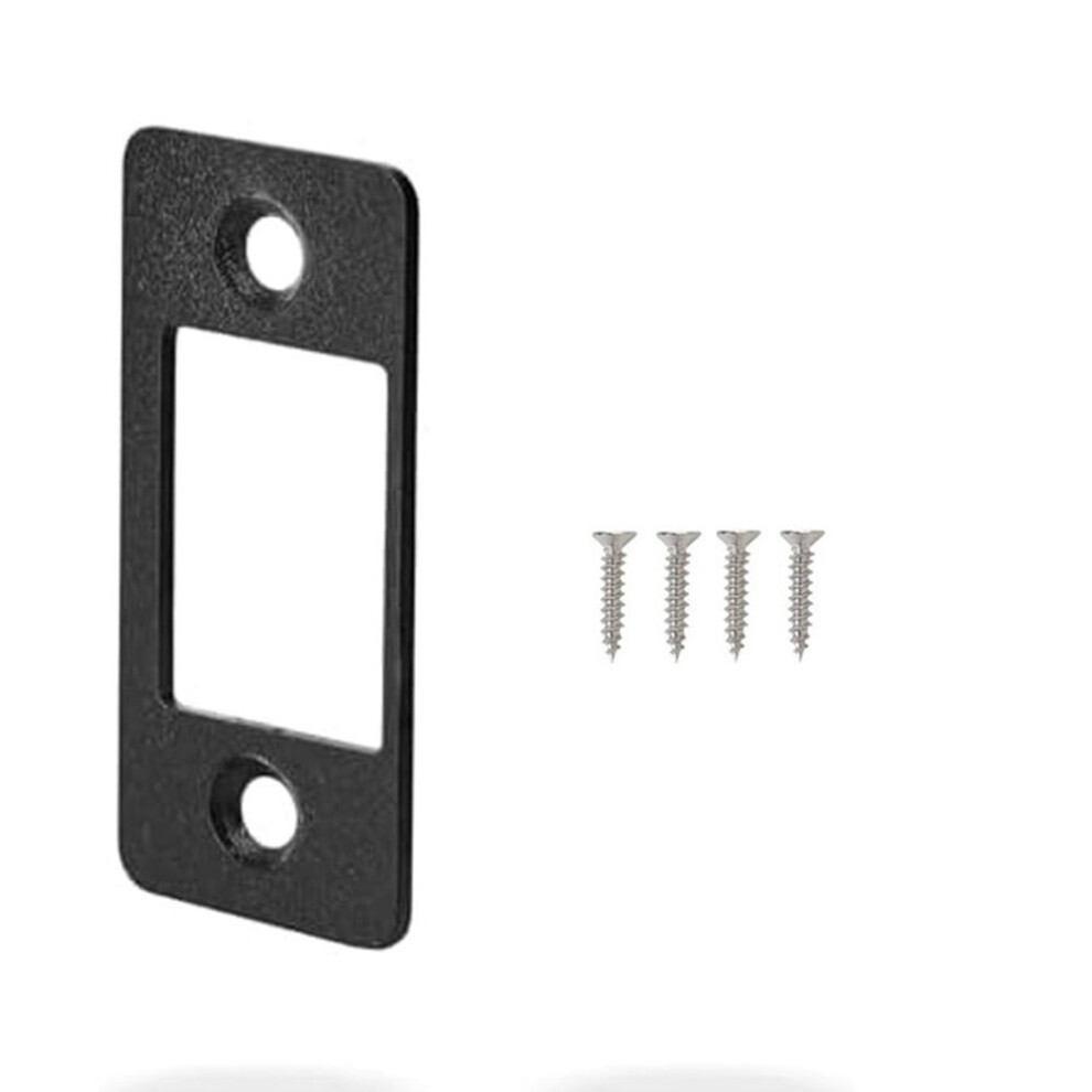 Deadbolt Strike Plate Large Hole Narrow Edge 1 Piece Black 9314556544149