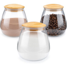 Glass Jars with Bamboo Lids 29 oz Set of 3