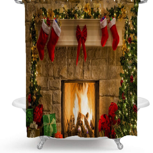 Christmas shower curtain polyester 72x72 inches 2