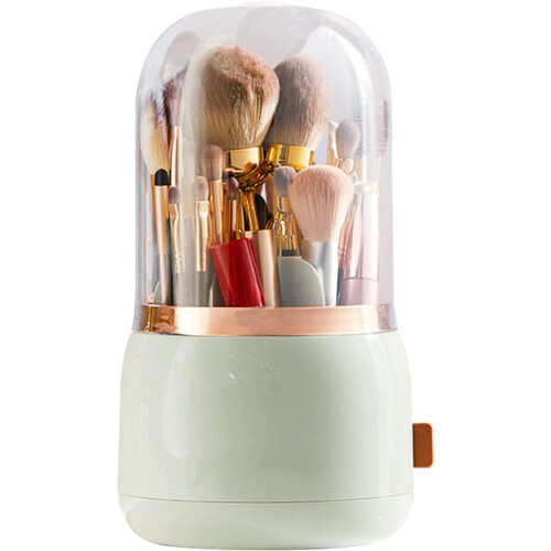 Makeup Brush Holder with Lid and 360 Rotation